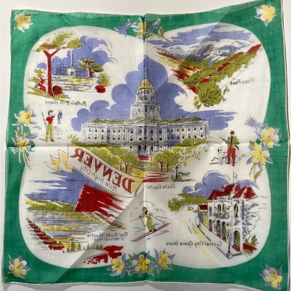 Vintage Burmel Denver Colorado Souvenir Handkerchief - Picture 11 of 11